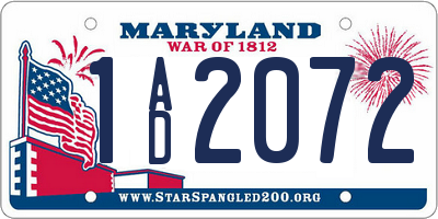 MD license plate 1AD2072