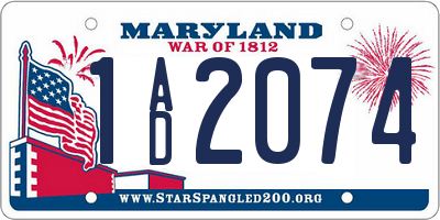 MD license plate 1AD2074