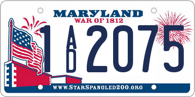 MD license plate 1AD2075