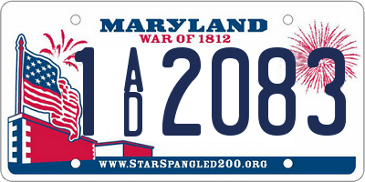 MD license plate 1AD2083
