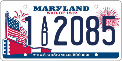 MD license plate 1AD2085