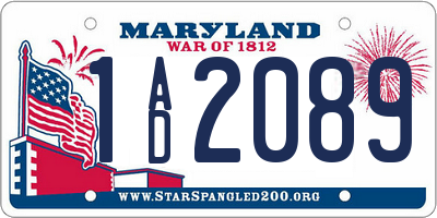MD license plate 1AD2089