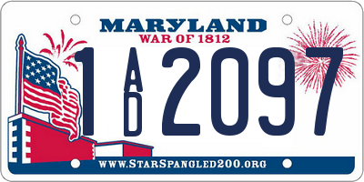 MD license plate 1AD2097