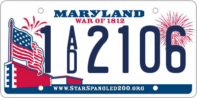 MD license plate 1AD2106