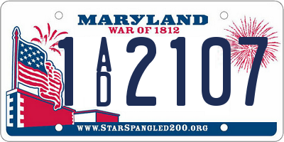 MD license plate 1AD2107