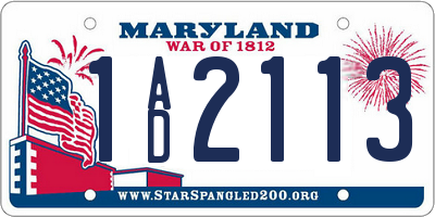 MD license plate 1AD2113