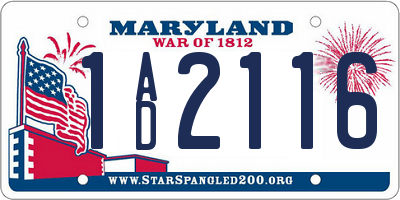 MD license plate 1AD2116