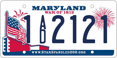 MD license plate 1AD2121