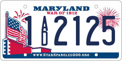 MD license plate 1AD2125