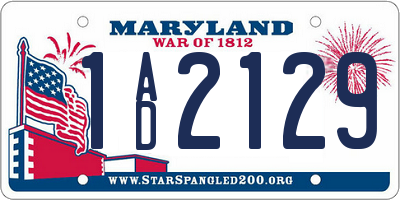 MD license plate 1AD2129
