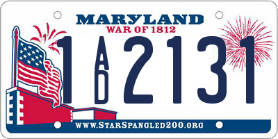 MD license plate 1AD2131