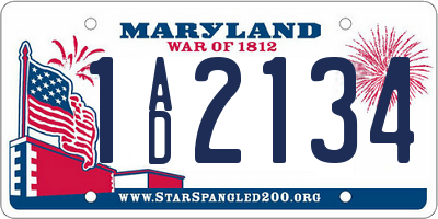 MD license plate 1AD2134