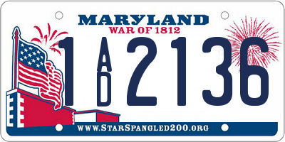 MD license plate 1AD2136