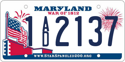 MD license plate 1AD2137