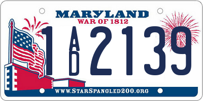 MD license plate 1AD2139