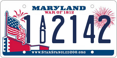MD license plate 1AD2142