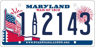 MD license plate 1AD2143