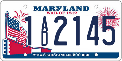 MD license plate 1AD2145
