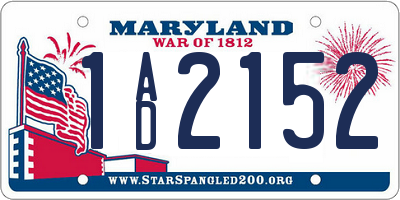 MD license plate 1AD2152