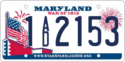 MD license plate 1AD2153