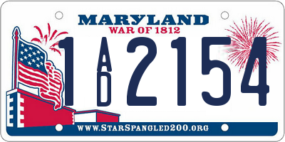 MD license plate 1AD2154