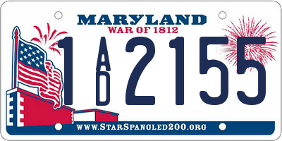 MD license plate 1AD2155