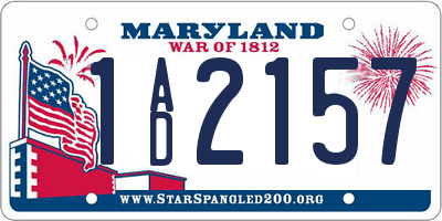 MD license plate 1AD2157