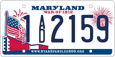 MD license plate 1AD2159