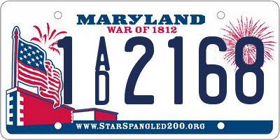 MD license plate 1AD2168
