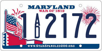 MD license plate 1AD2172