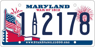MD license plate 1AD2178