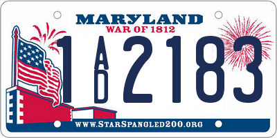 MD license plate 1AD2183