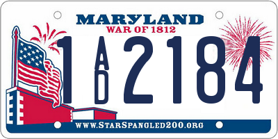 MD license plate 1AD2184