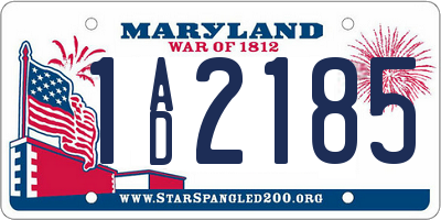 MD license plate 1AD2185