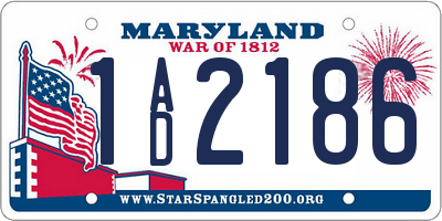 MD license plate 1AD2186