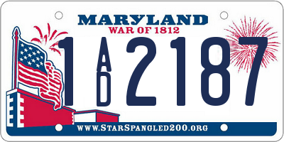 MD license plate 1AD2187