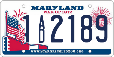 MD license plate 1AD2189