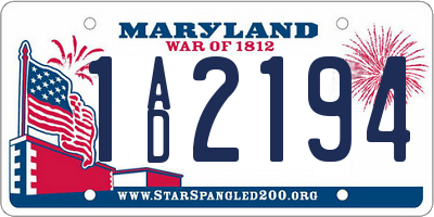 MD license plate 1AD2194