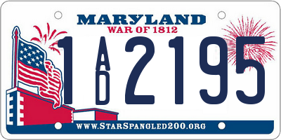 MD license plate 1AD2195