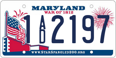 MD license plate 1AD2197