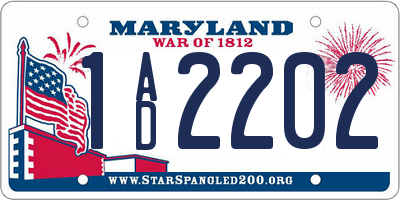 MD license plate 1AD2202
