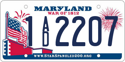 MD license plate 1AD2207