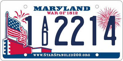 MD license plate 1AD2214