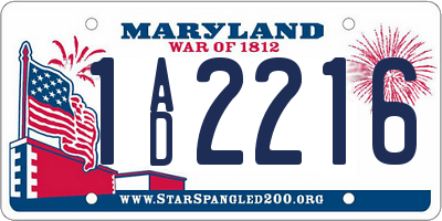 MD license plate 1AD2216