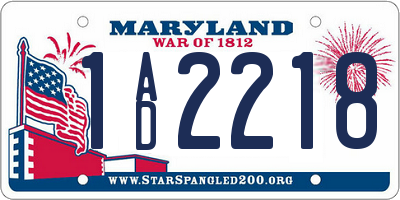 MD license plate 1AD2218