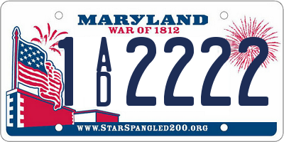 MD license plate 1AD2222