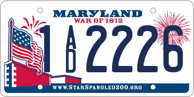 MD license plate 1AD2226