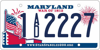 MD license plate 1AD2227