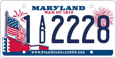 MD license plate 1AD2228