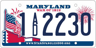 MD license plate 1AD2230